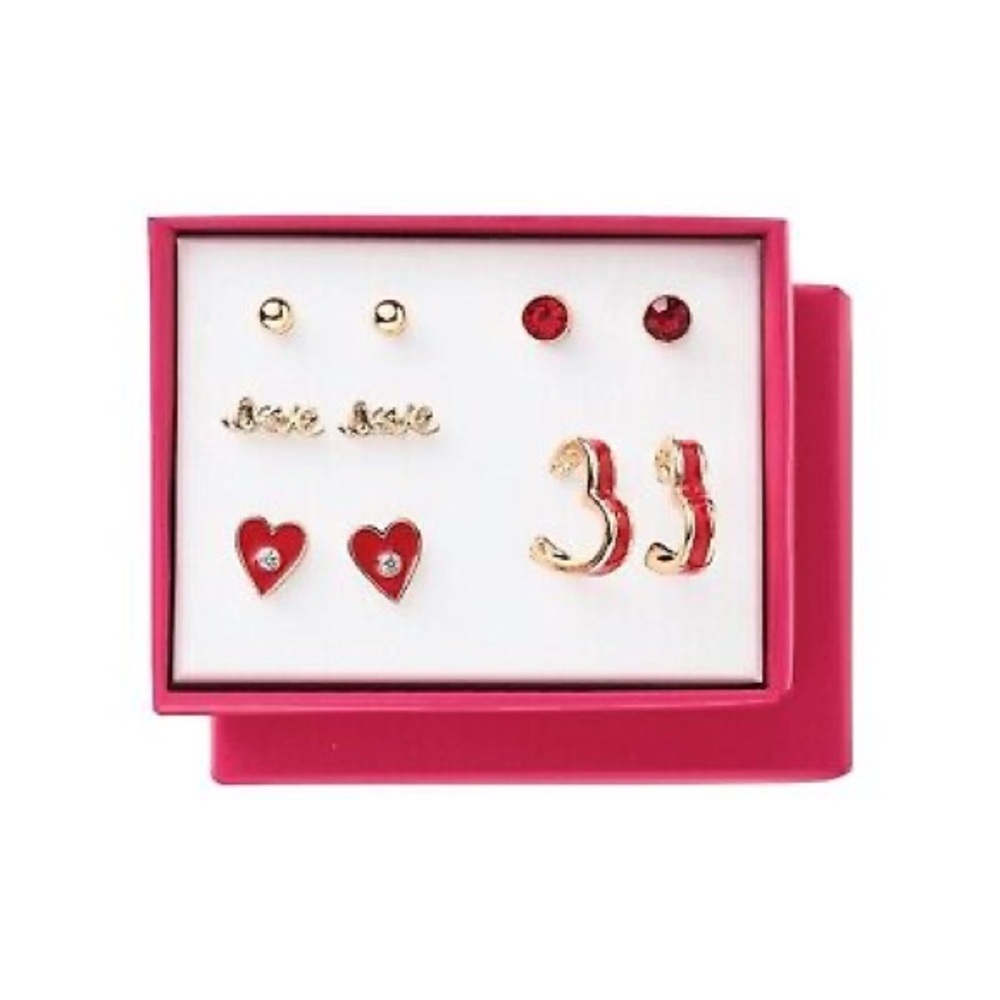 Gold and Red Earring Set